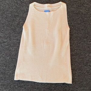 Burgess Women’s Sleeveless Cream Vest - Cotton Cashmere Blend Size Medium